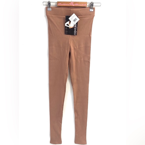 (B10) Naked Wardrobe Naked Wardrobe Solid Ribbed Leggings Coco Brown, Sz S, NWT - Picture 2 of 6